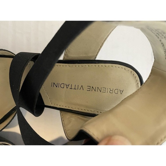 Adrienne Vittadini Woman’s Black Open Toe Wedge Sandals Elastic Slip On 6 Shoes - Picture 8 of 13